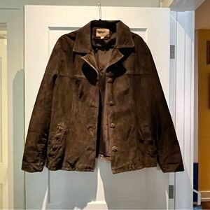 Vintage unisex genuine suede chocolate brown jacket